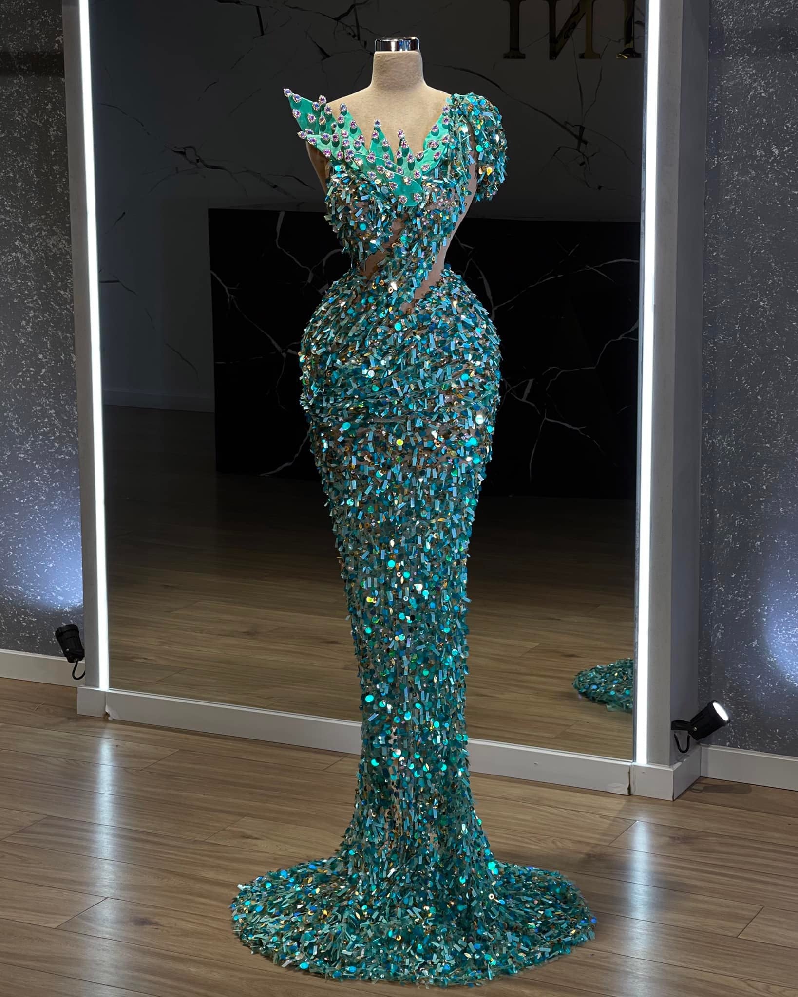 AquaLong DressLuxoriousWomen - Blini Fashion House