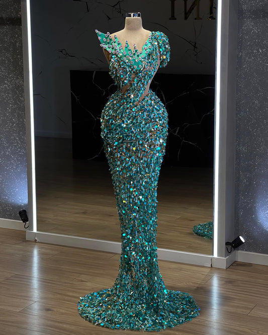 AquaLong DressLuxoriousWomen - Blini Fashion House