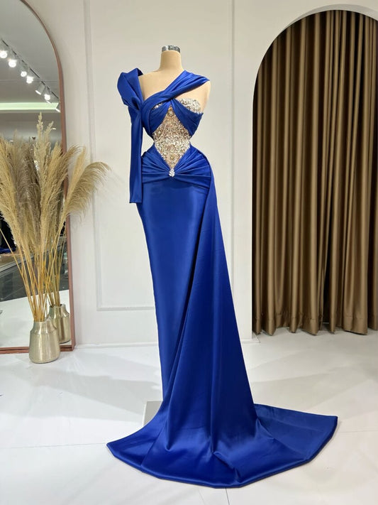 BeadsBlueLong DressWomen - Blini Fashion House