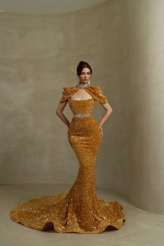 Stunning Tangerine High Neck Dress with Chic Design
