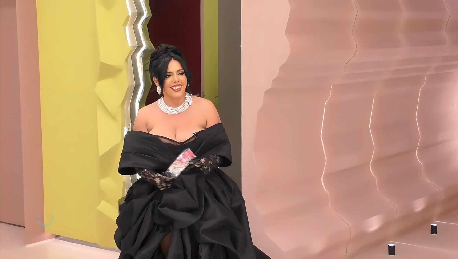 Ledi Vokshi in Striking Black Dress at Big Brother VIP Kosova