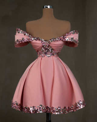 Cocktail DressLight PinkMidi DressWomen - Blini Fashion House