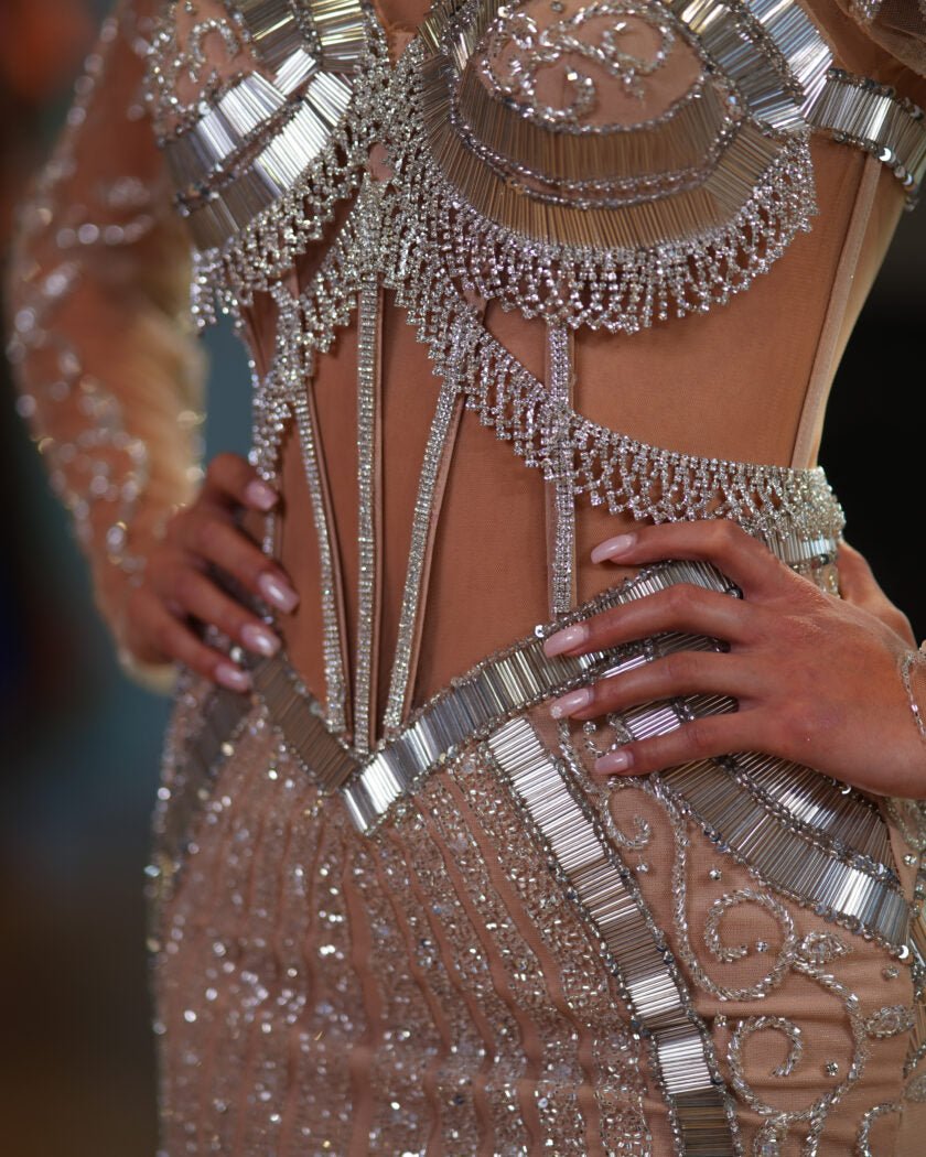 BeadsHigh NeckLong DressWomen - Blini Fashion House