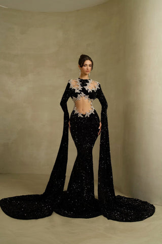 Elegant Black Cut-Out Dress with Unique Design