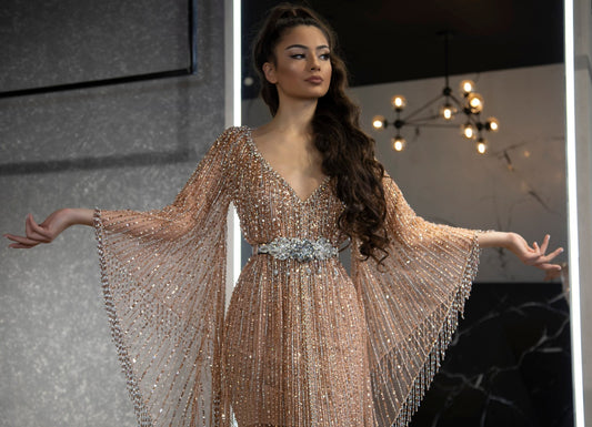 BeigeLong DressLuxoriousWomen - Blini Fashion House