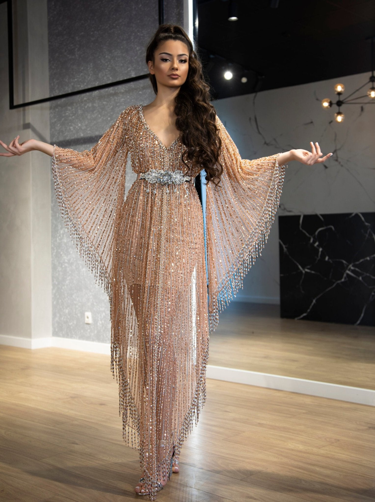 BeigeLong DressLuxoriousWomen - Blini Fashion House