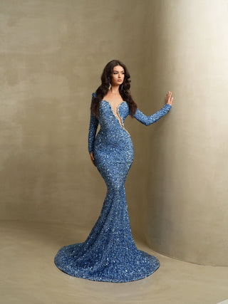 Stunning blue sequin dress for a captivating look