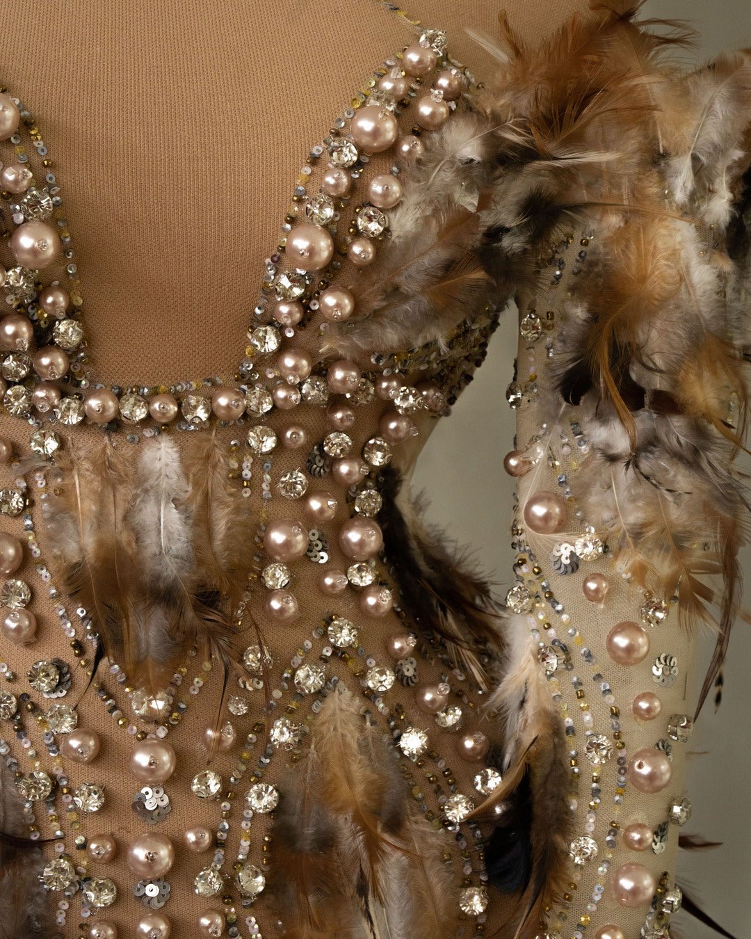 Intricate Bead and Stone Embellishments on Off Shoulder Dress