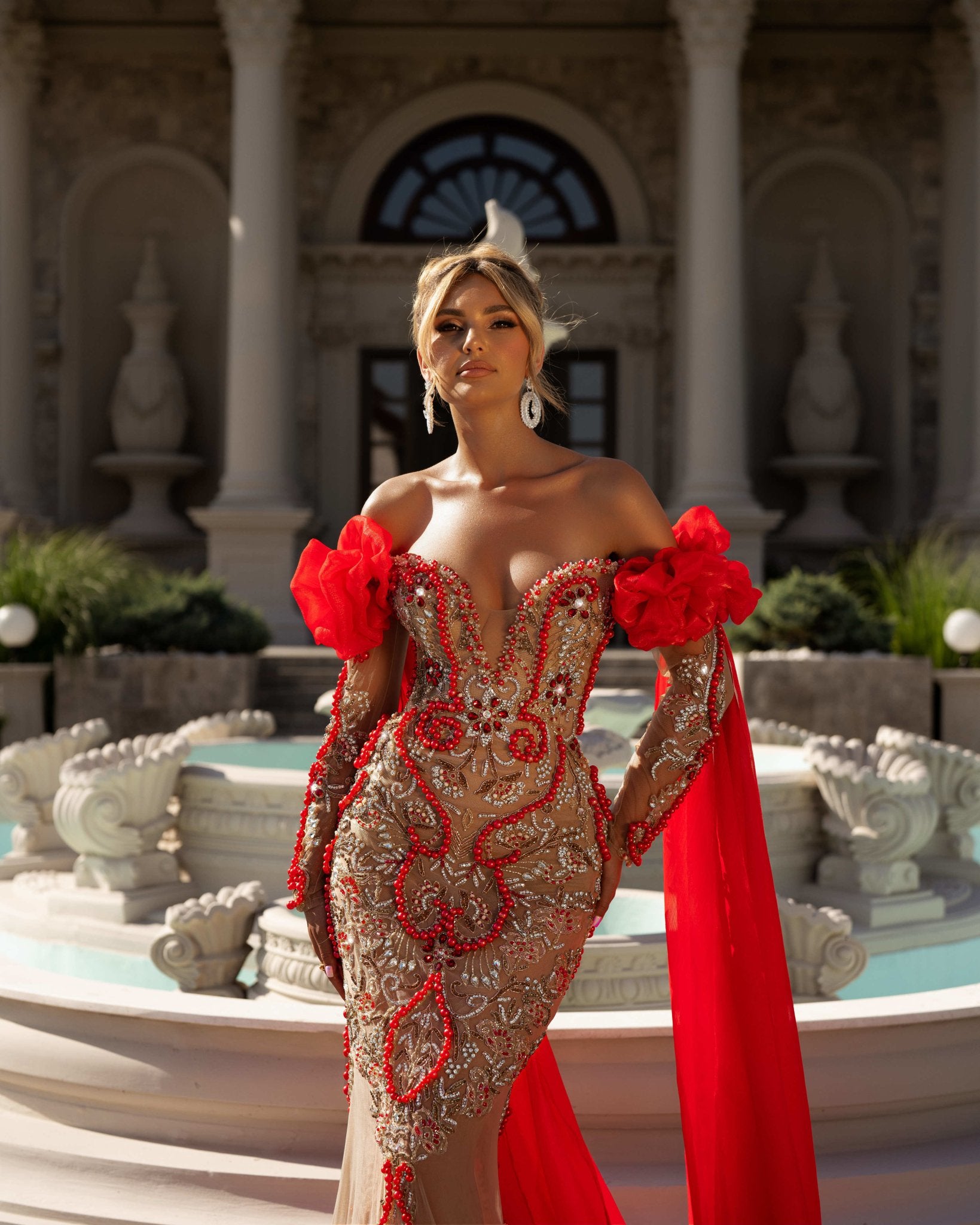 Side cape dress outlet