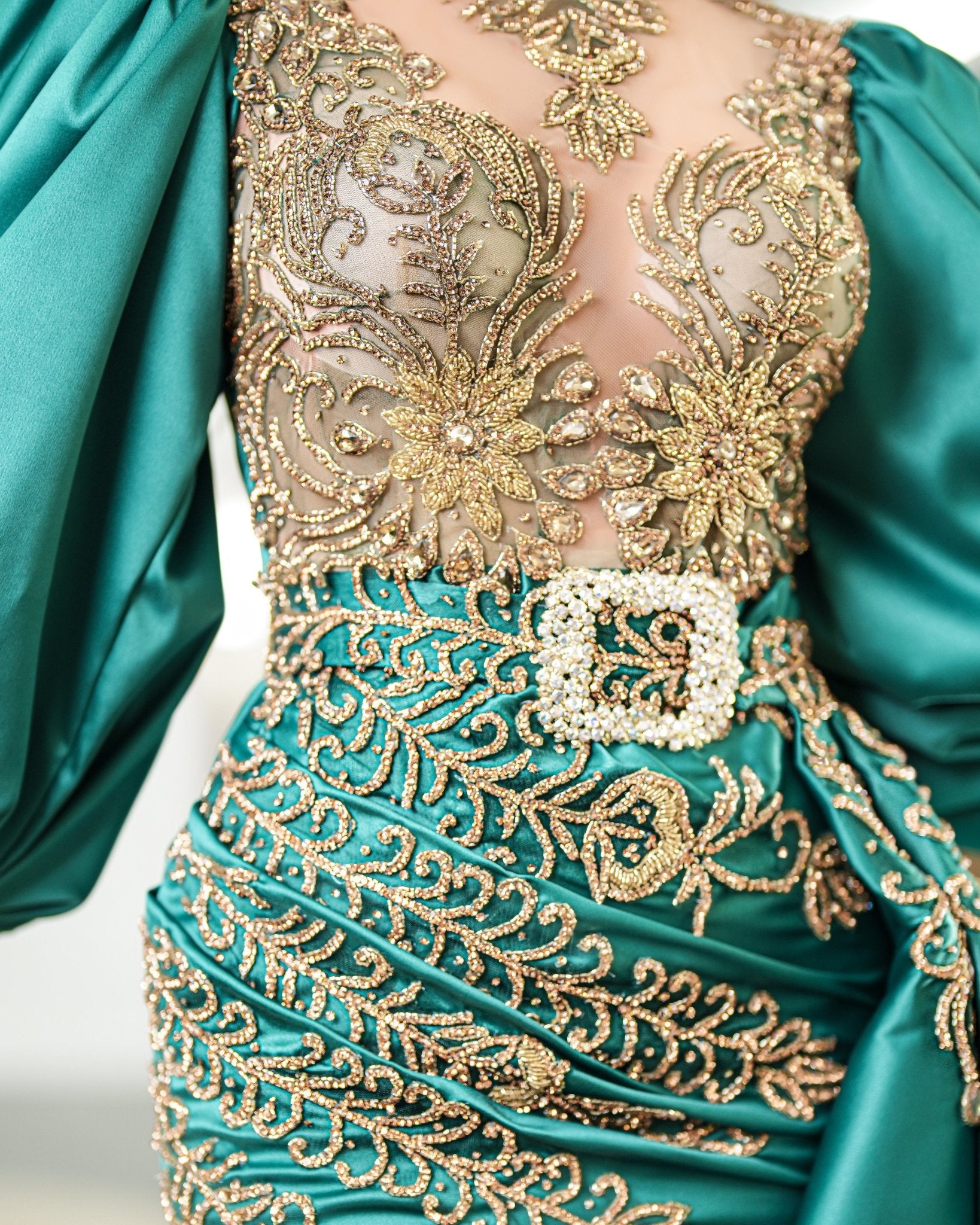 BeadsCrystalsDeep SlitWomen - Blini Fashion House