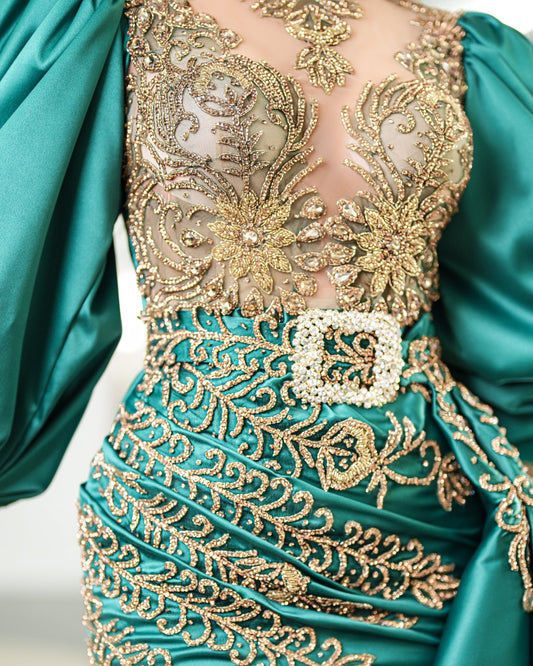 BeadsCrystalsDeep SlitWomen - Blini Fashion House