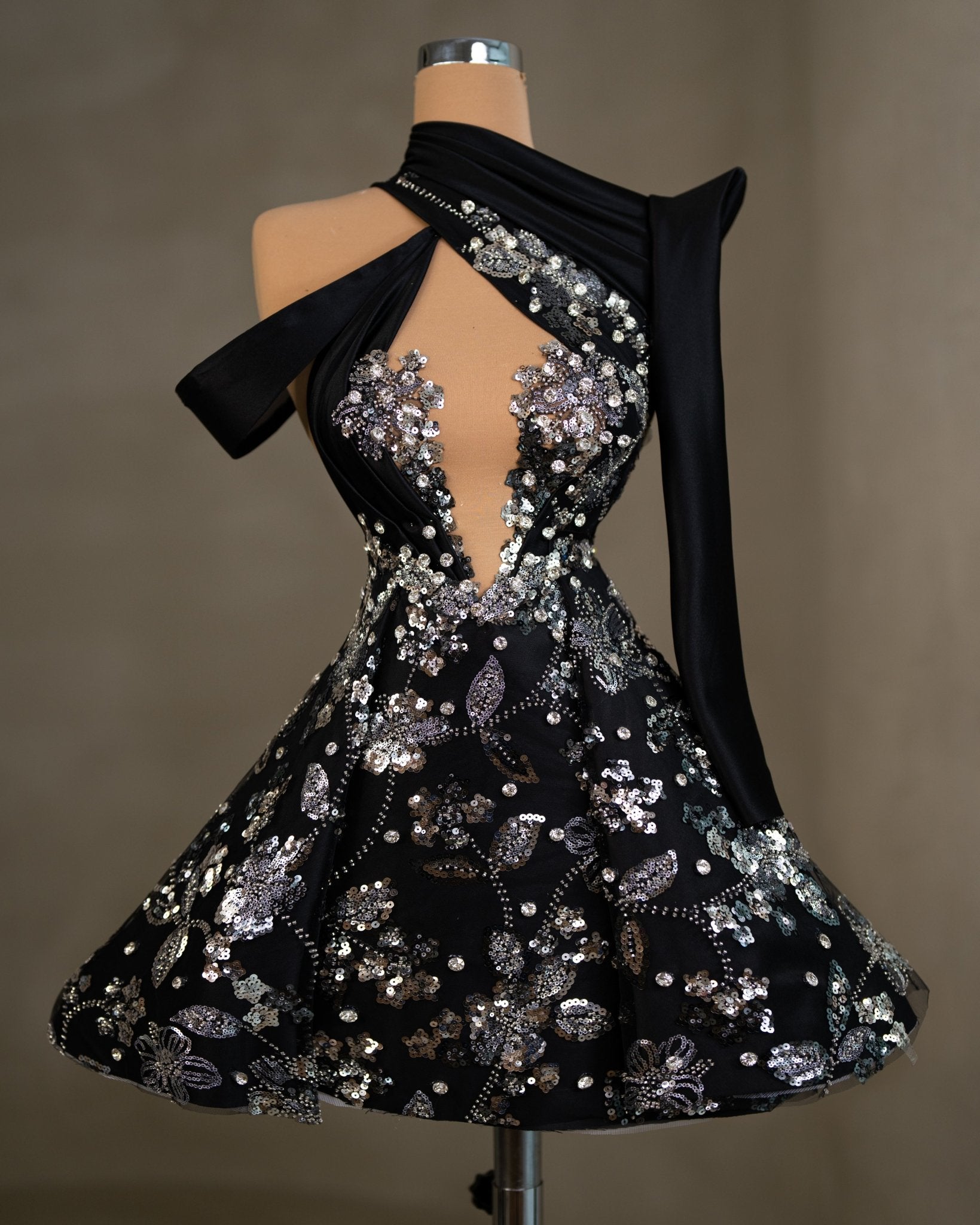 BlackCocktail DressCut in ChestWomen - Blini Fashion House