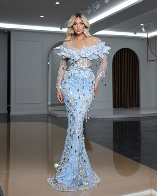 BlueLong DressLong SleevesWomen - Blini Fashion House