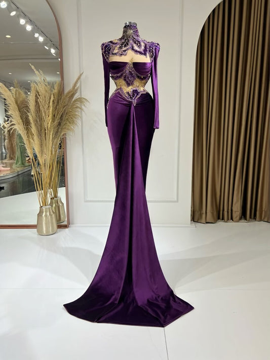 BeadsHigh NeckLong DressWomen - Blini Fashion House