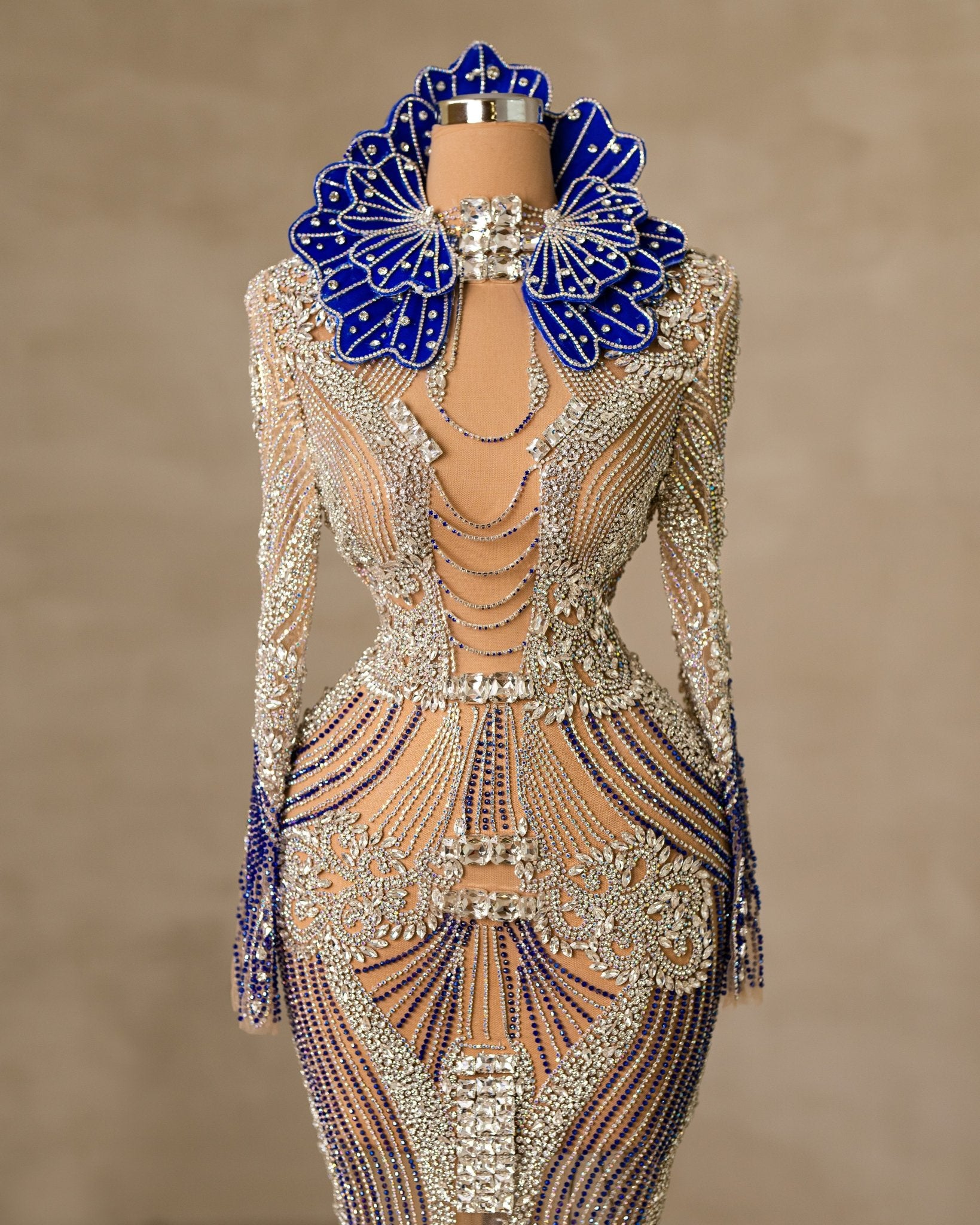 Chic Chest Cut-Out Dress Adorned with Sparkling Stone Embellishments