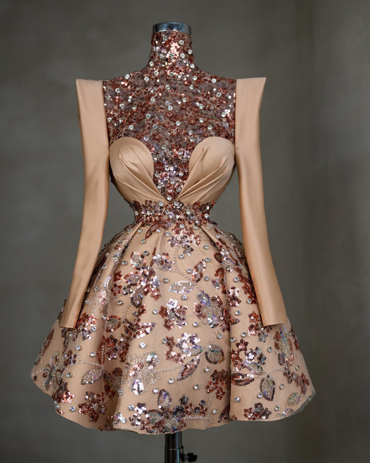 ChampagneCocktail DressHigh NeckWomen - Blini Fashion House