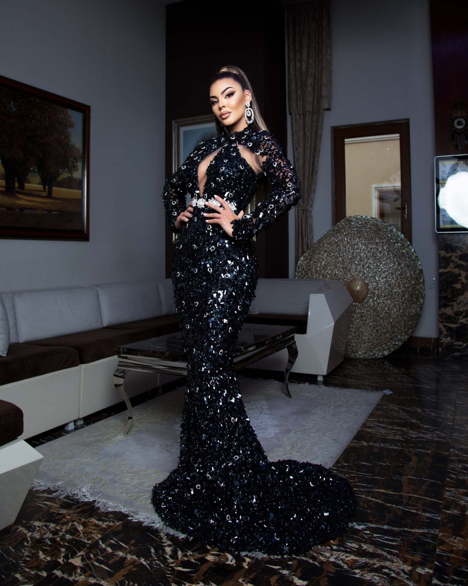 BlackCut in ChestHigh NeckWomen - Blini Fashion House