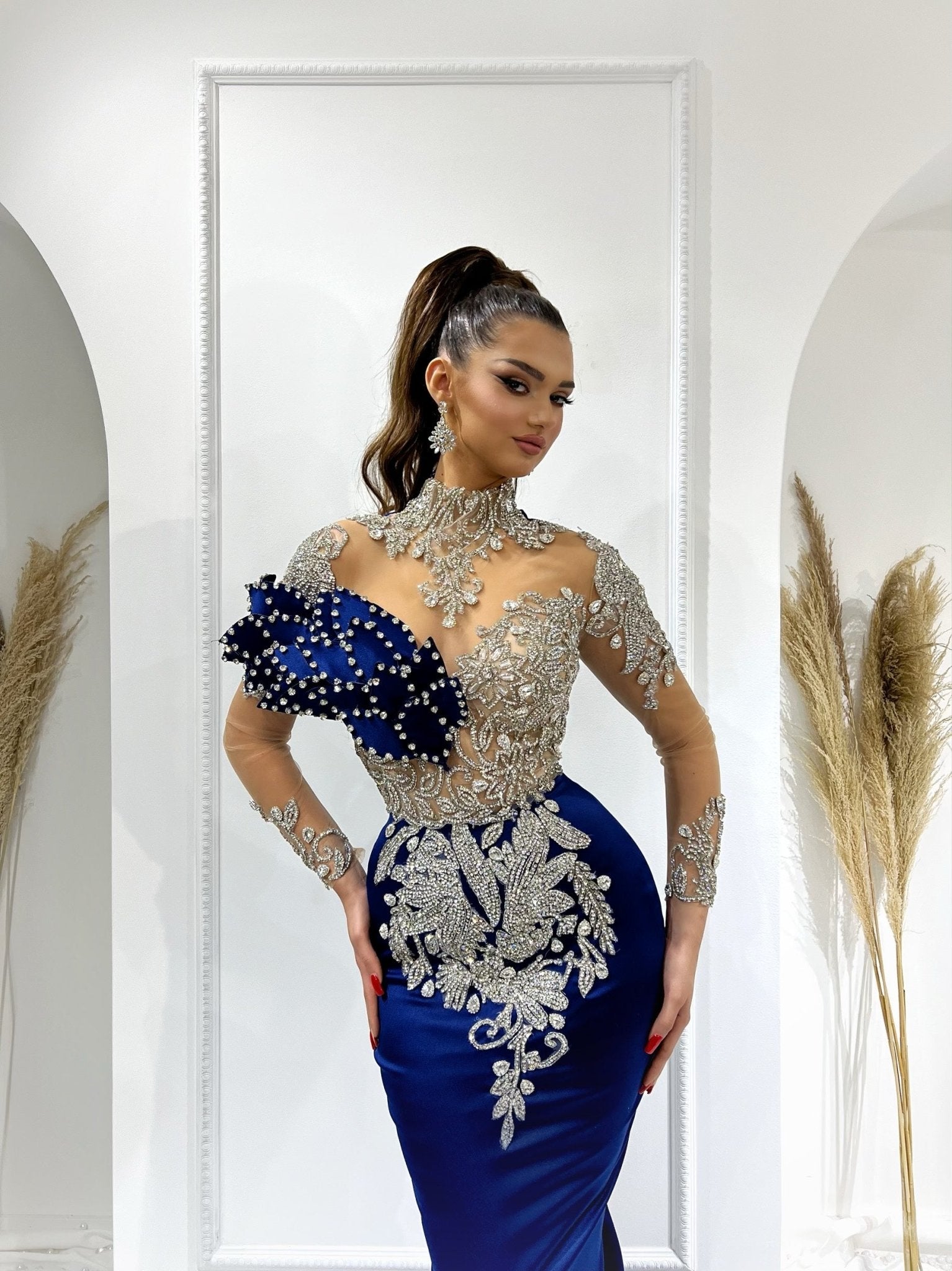 BeadsLong DressLong SleevesWomen - Blini Fashion House