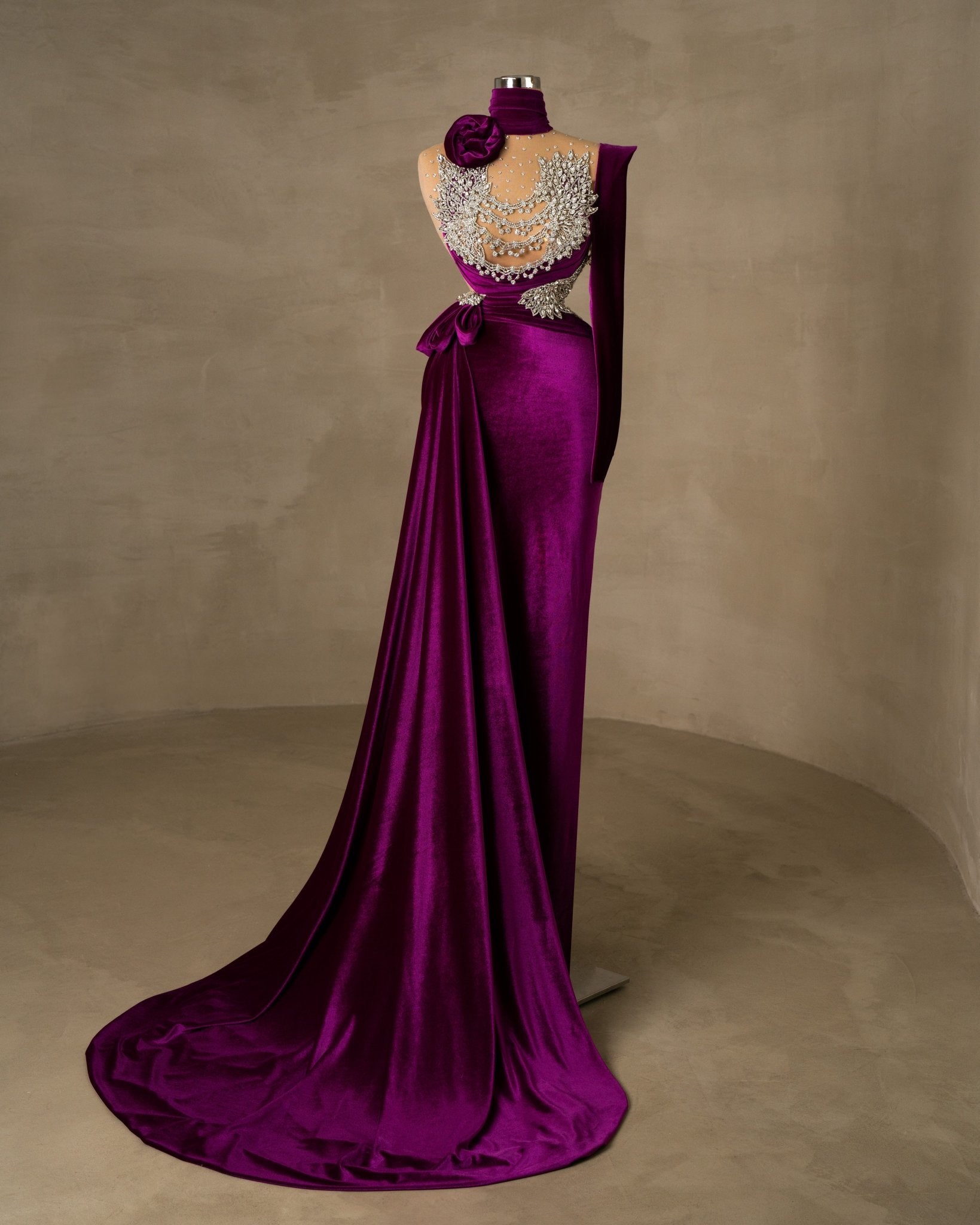 Loral Velvet Dress with Silver Embellishments Blini Fashion