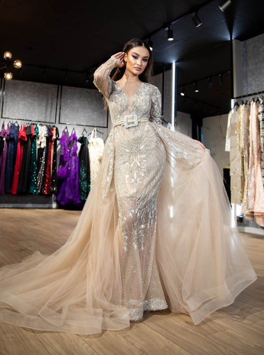 BeadsCrystalsDeep V NecklineWomen - Blini Fashion House