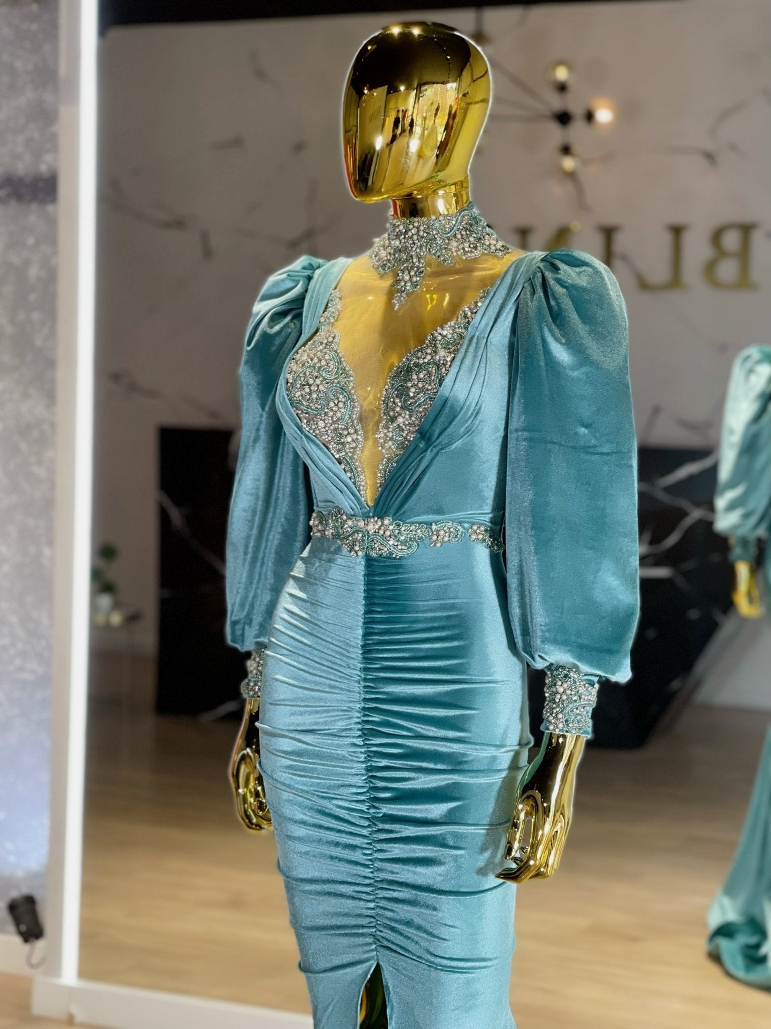 High NeckLuxuriousPuff SleevesWomen - Blini Fashion House