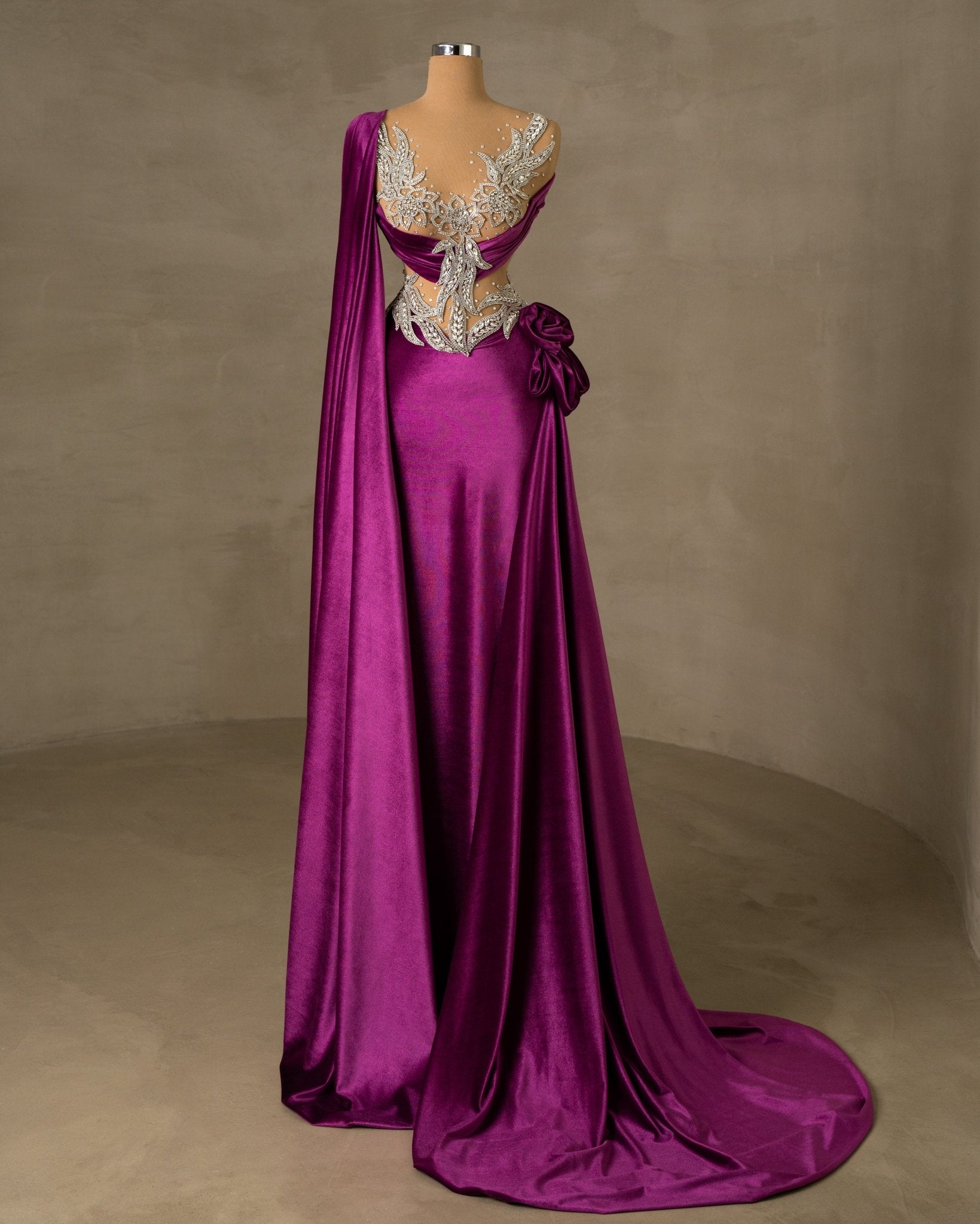 Haute Couture Pink Velvet Dress