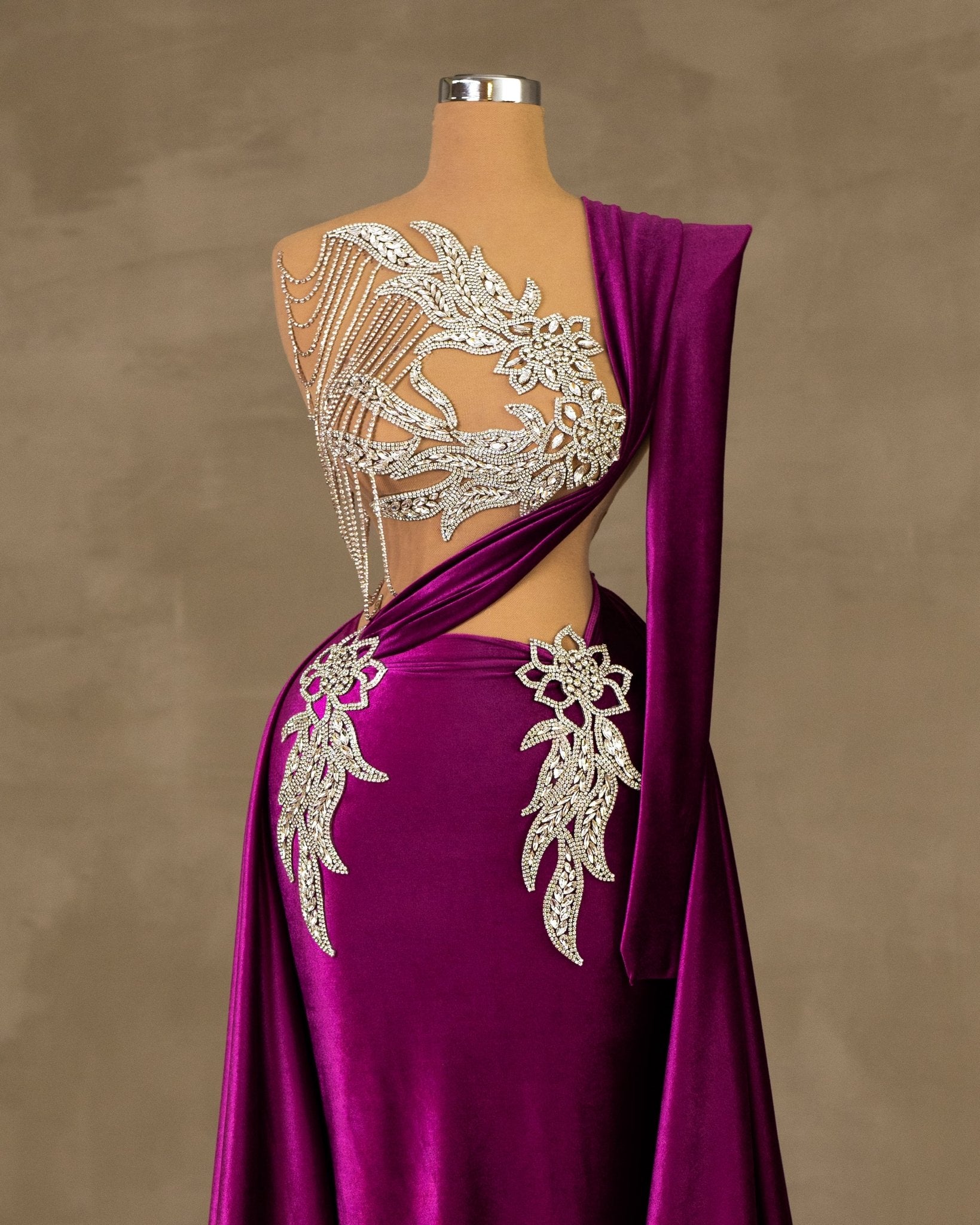 One Shoulder Velvet Dress