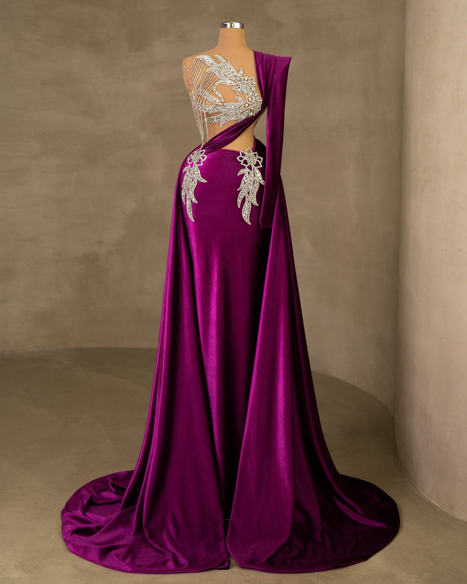 Pink Velvet Dress with Tassels