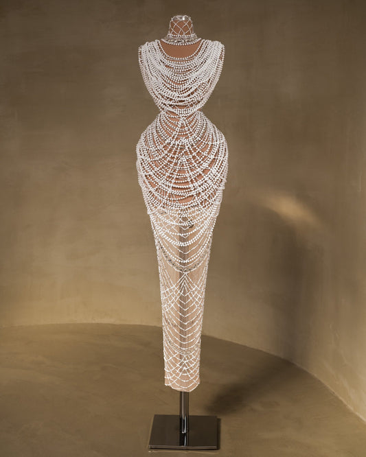 Bridal dress embellished with pearls - maxi length