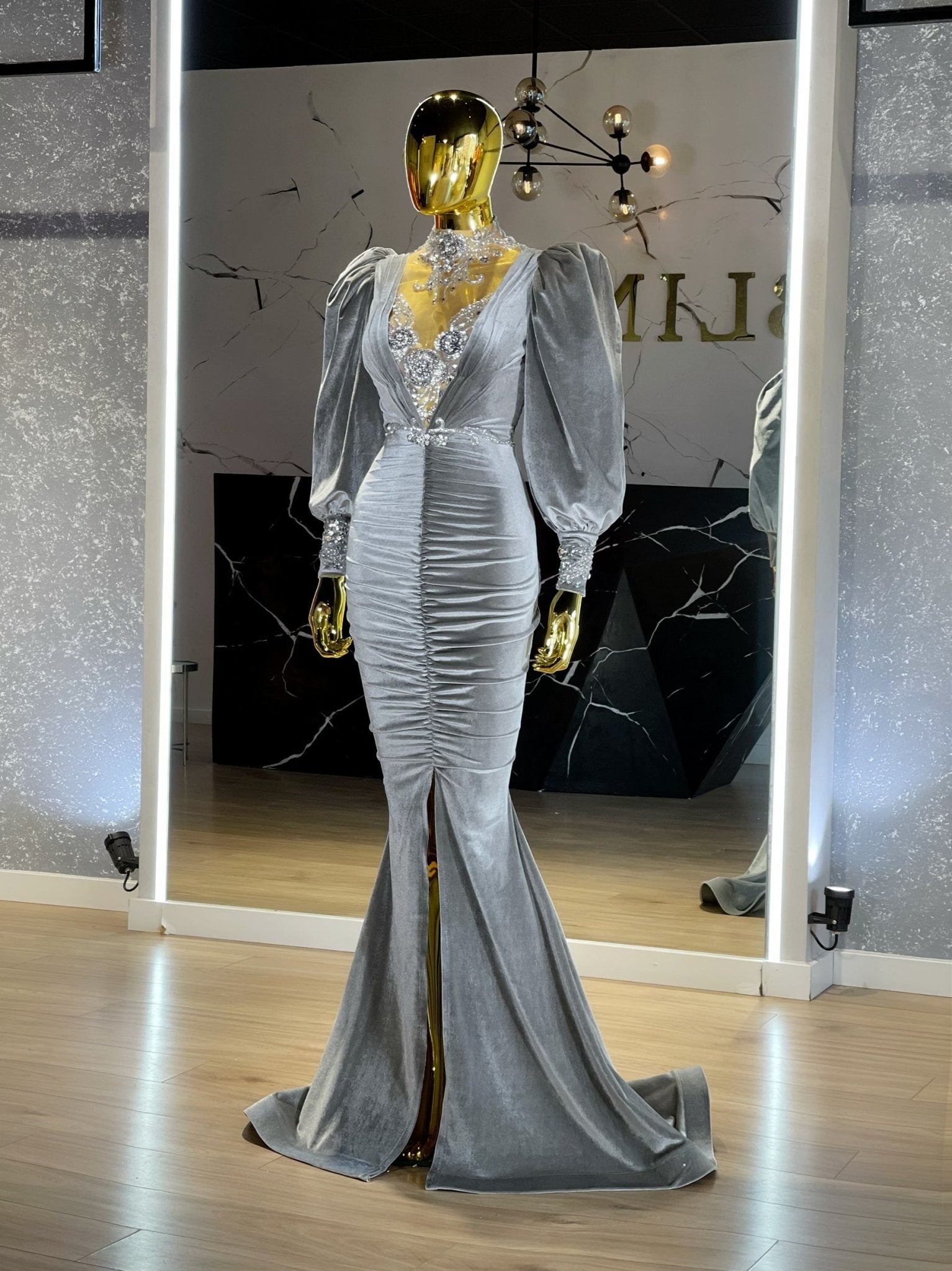 High NeckLuxuriousPuff SleevesWomen - Blini Fashion House