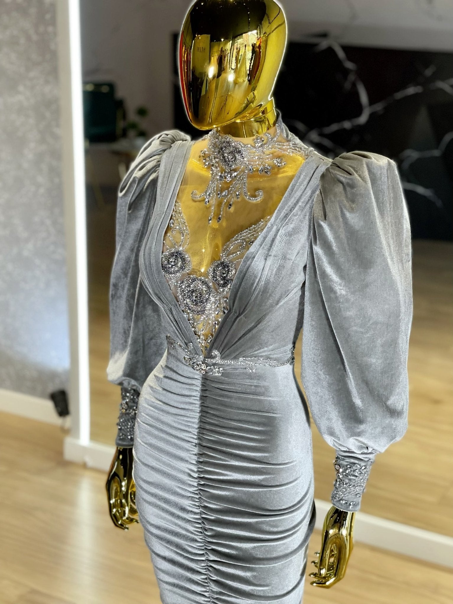 High NeckLuxuriousPuff SleevesWomen - Blini Fashion House