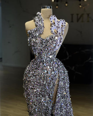 Deep SlitLight PurpleLong DressWomen - Blini Fashion House