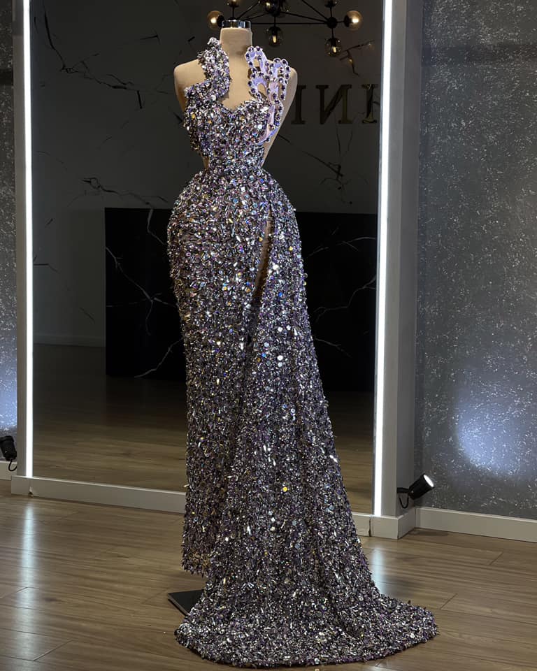 Deep SlitLight PurpleLong DressWomen - Blini Fashion House