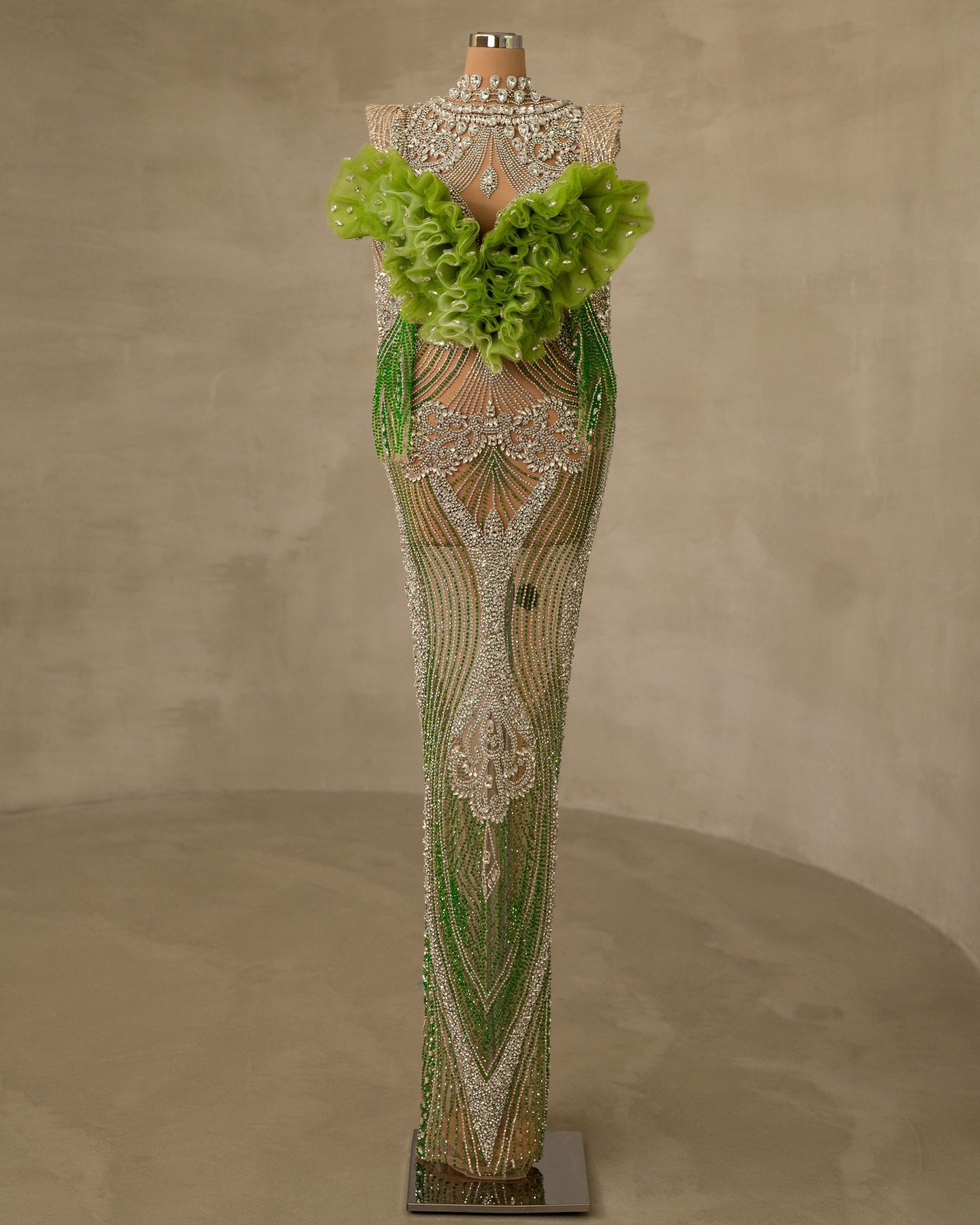 Stunning Stone Embellished Dress featuring a Layered Tulle Design