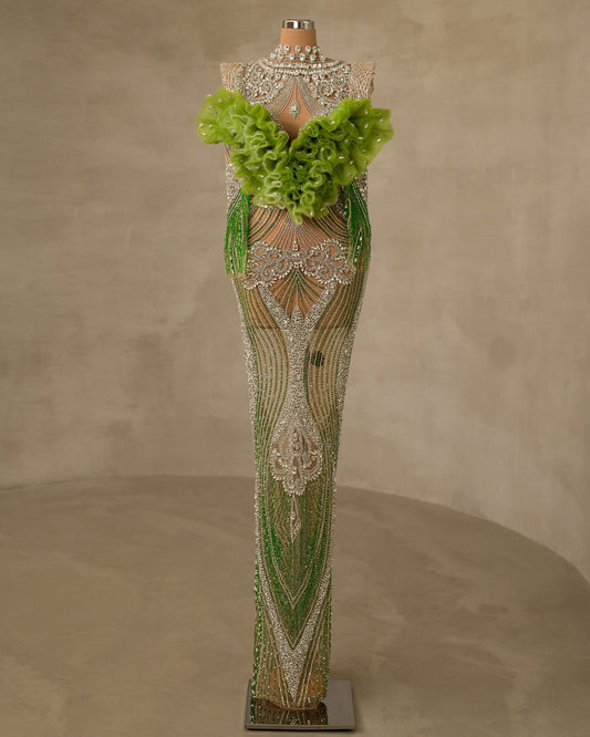 Stunning Stone Embellished Dress featuring a Layered Tulle Design