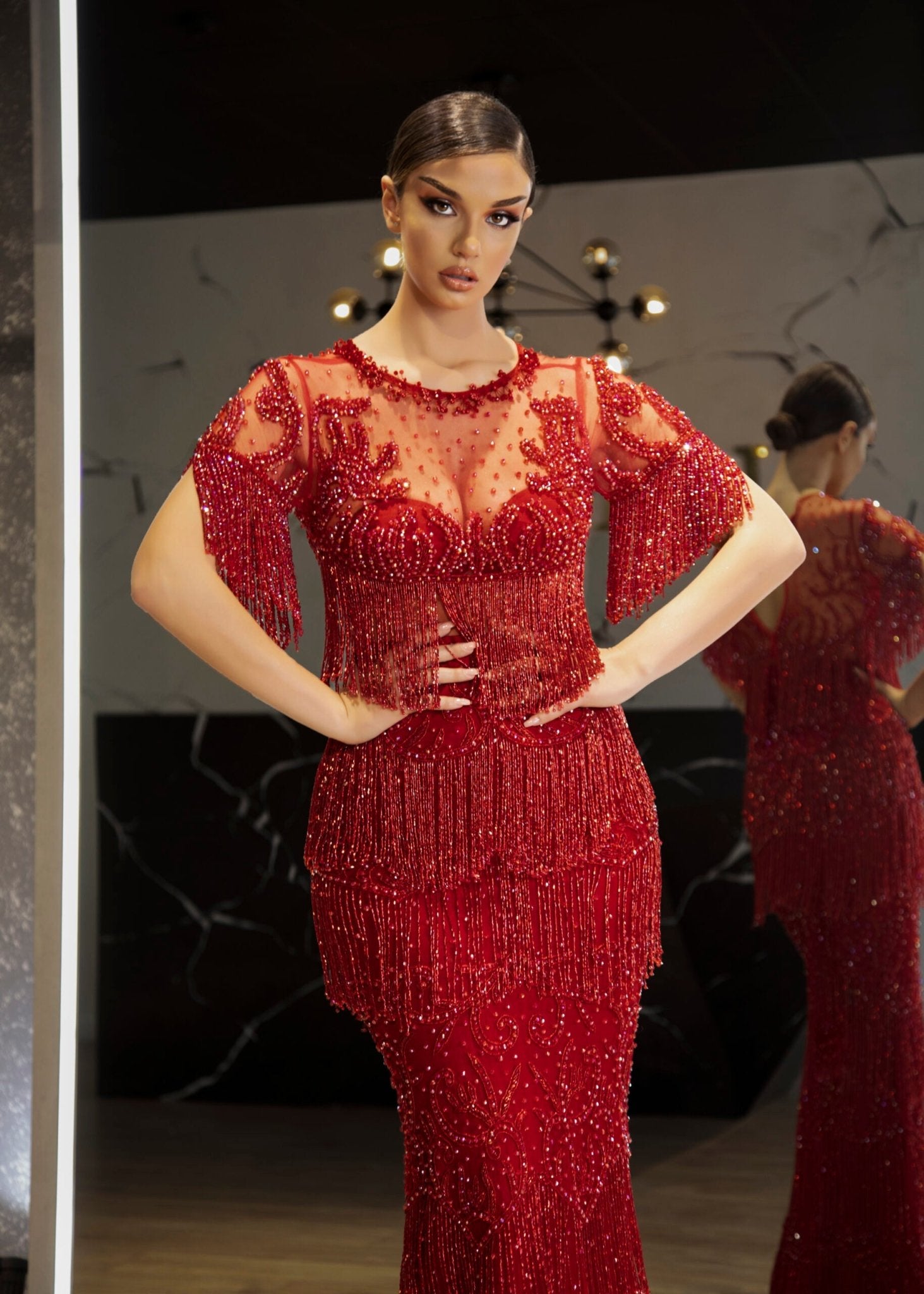 BeadsLong DressLuxoriousWomen - Blini Fashion House