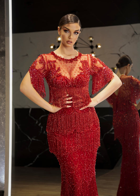 BeadsLong DressLuxoriousWomen - Blini Fashion House