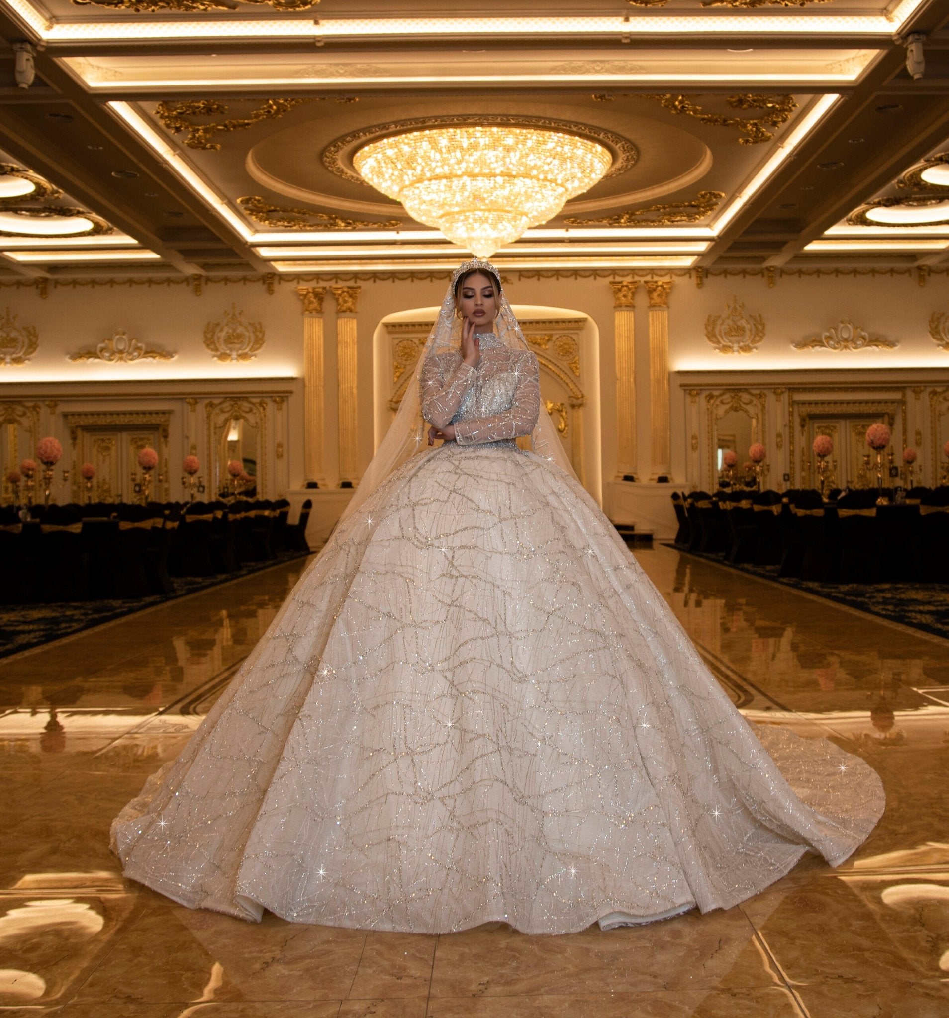 BridalHigh NeckLong DressWomen - Blini Fashion House