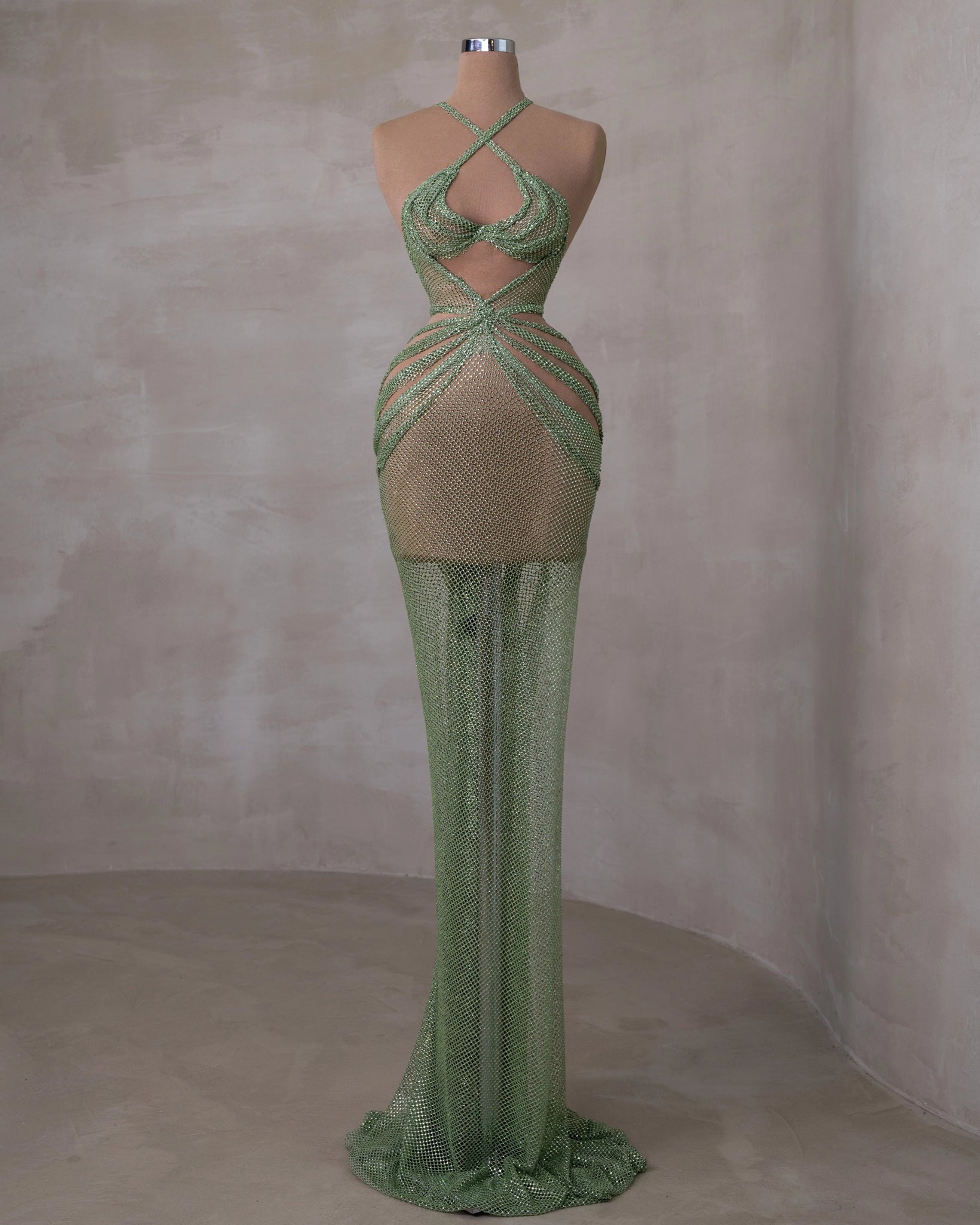 Sleeveless Dress with Twist Neckline