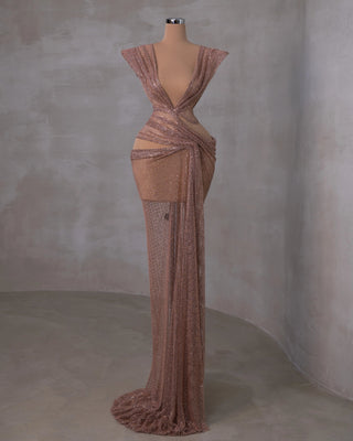 Stunning Rose Gold Dress - Modern Cut-Out Design