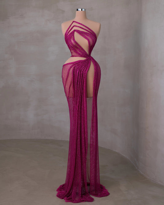 Sleeveless Dress with Cut-Outs and Deep Slit