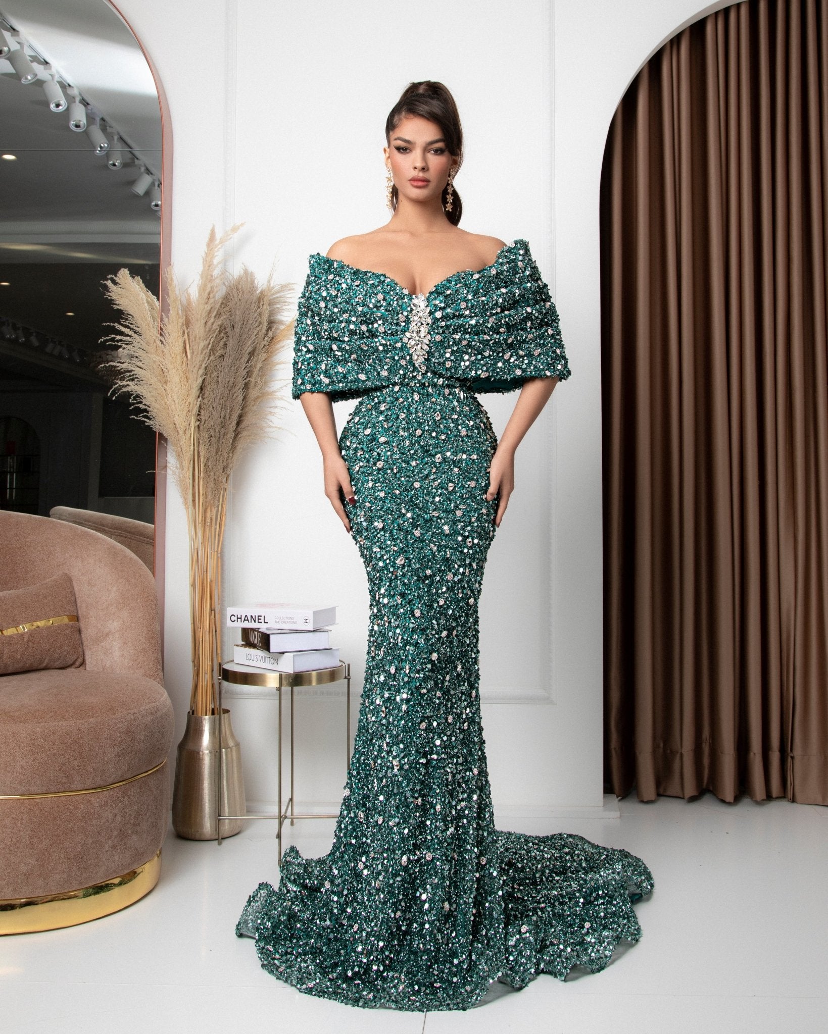 GreenLong DressLuxoriousWomen - Blini Fashion House