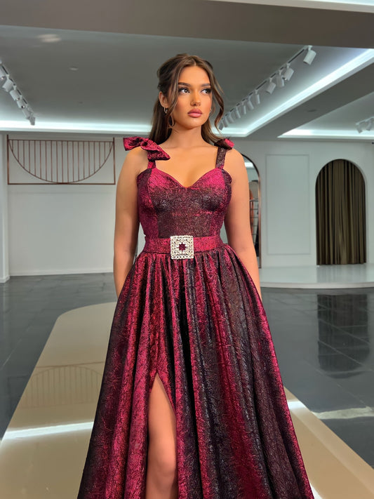 Deep SlitLong DressLuxoriousWomen - Blini Fashion House