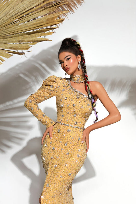 Deep SlitHigh NeckLong DressWomen - Blini Fashion House