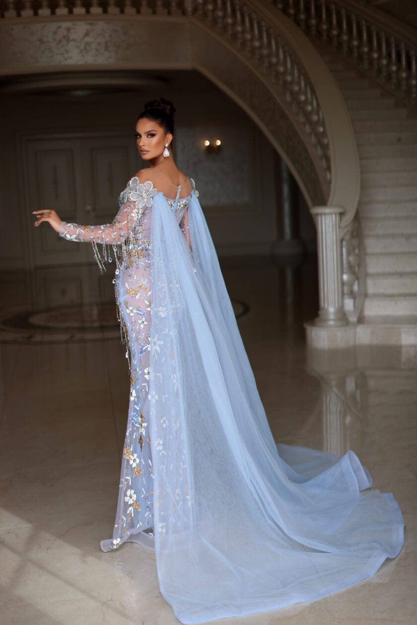 Baby blue cape dress discount