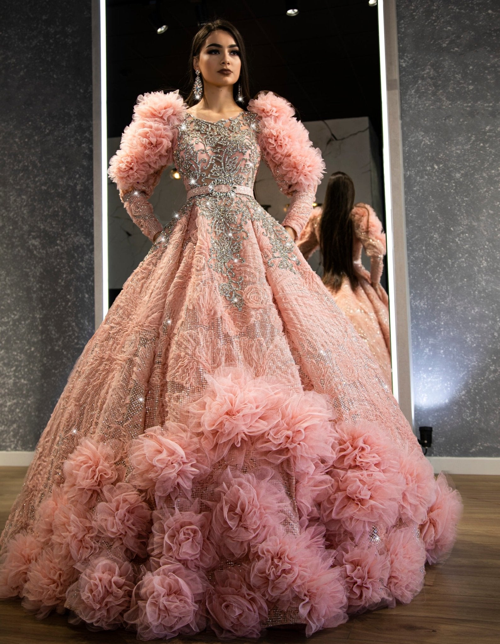 BeadsLight PinkLong DressWomen - Blini Fashion House