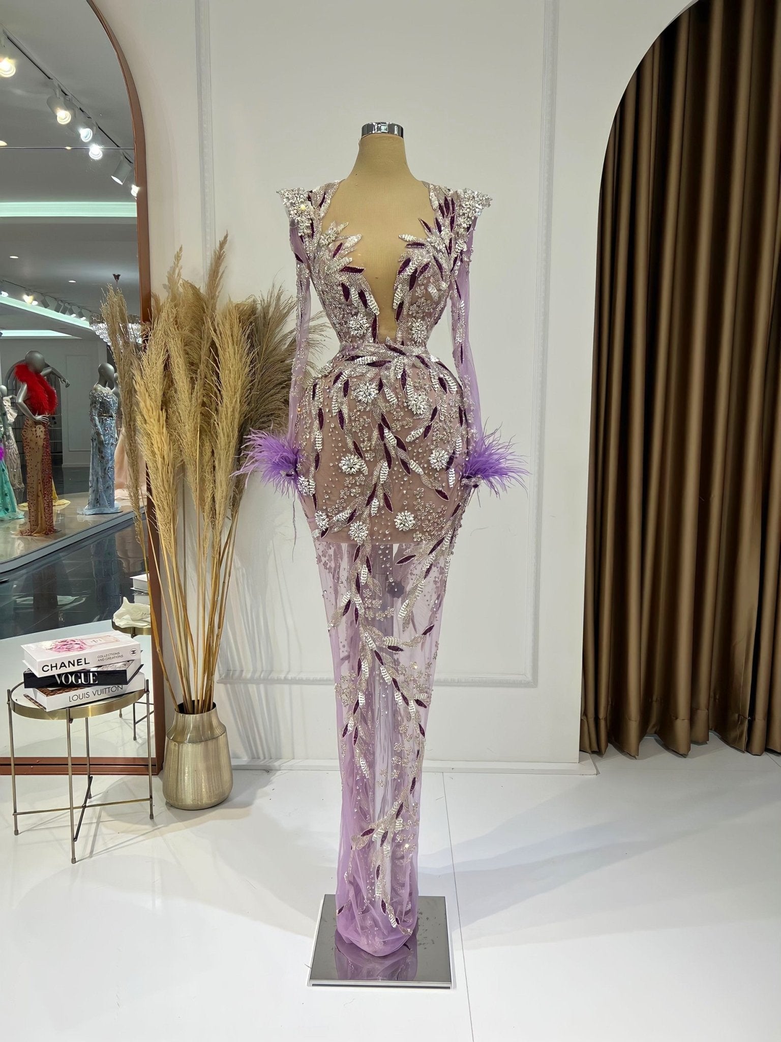 BeadsCrystalsDeep V NecklineWomen - Blini Fashion House