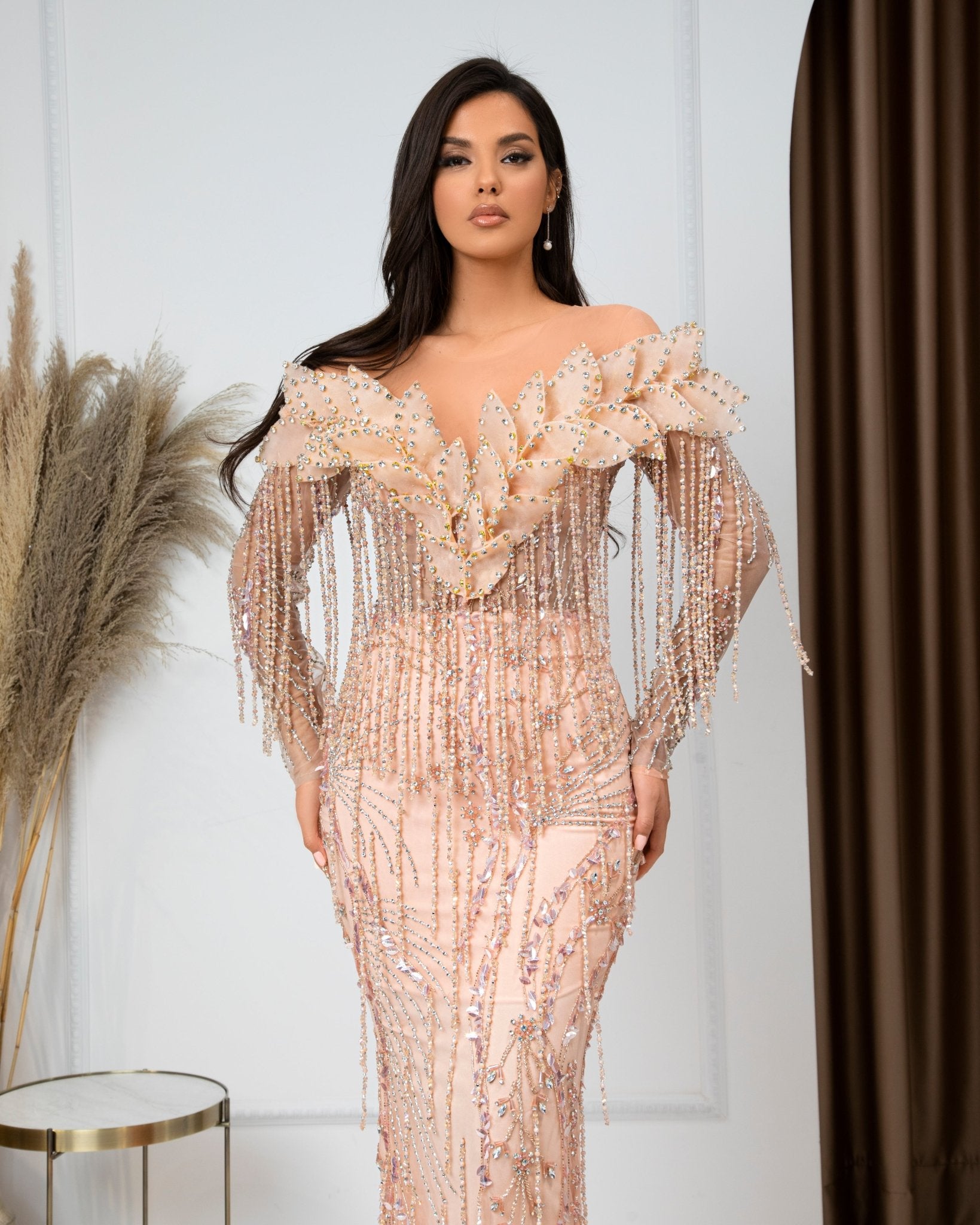 ApricotBeadsCrystalsWomen - Blini Fashion House