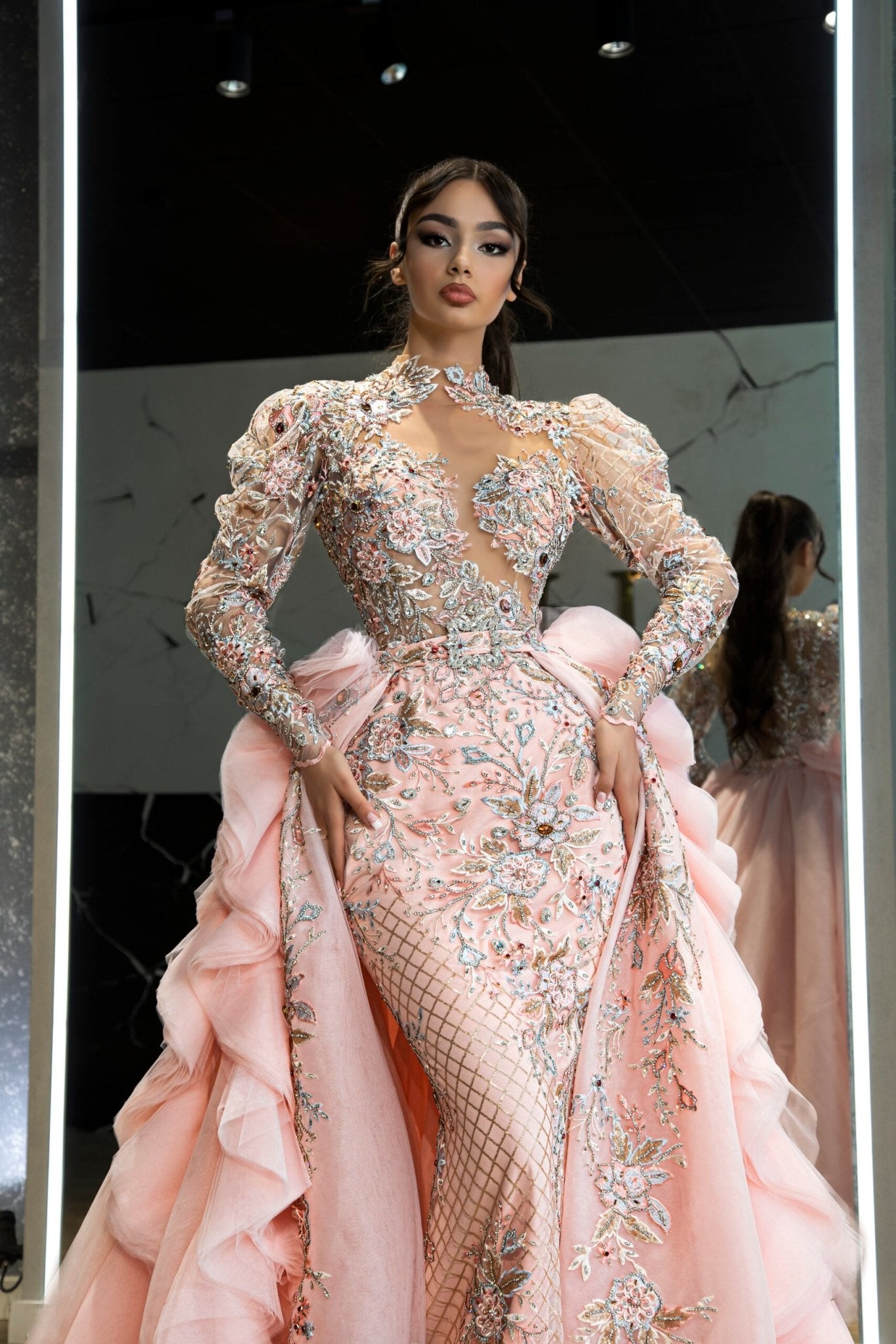 Light PinkLong DressLuxoriousWomen - Blini Fashion House