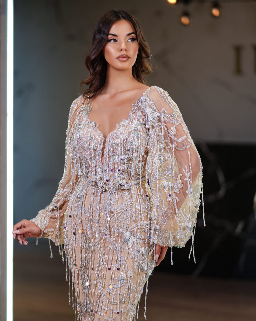 BeadsLong DressLong SleevesWomen - Blini Fashion House